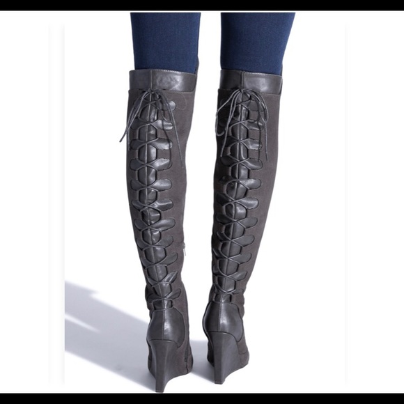 New extended calf boots in Gray! Never worn. - Picture 2 of 4